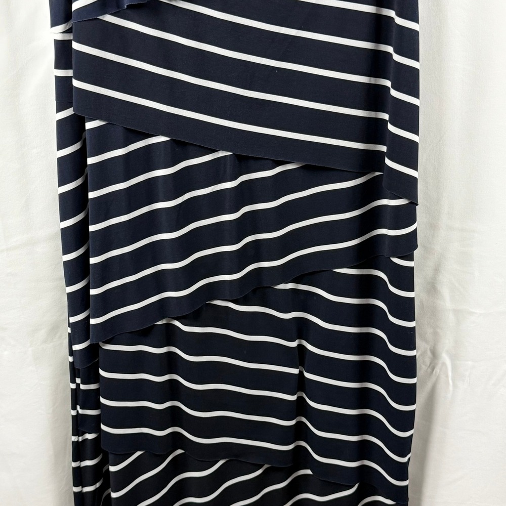 Alfani Womens Navy Blue White Striped Tiered Layered Sleeveless Maxi Dress XL - Picture 7 of 14
